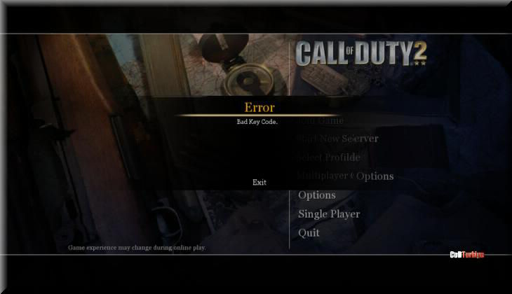 Call of Duty 2 Bad Key Code, Key Code in Use, Invalid CD Key Hata ...